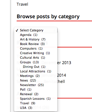 Categories list